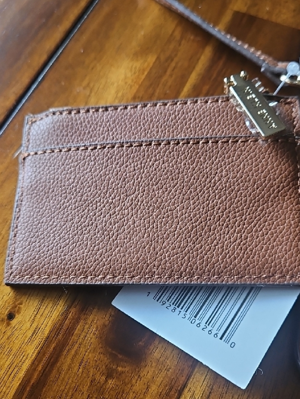 Anne Klein Brown Monogram Wristlet with Matching Card Case - Picture 4 of 8